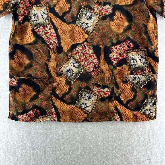 Silky Scrubs Shirt Mens Size M Southwestern Zebra Print Medical Uniform Brown - Picture 4 of 11